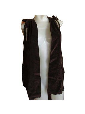 True Vintage 60's Brown Velvet Sleeveless Tunic Top Medium 1OF1 Tie Shoulders